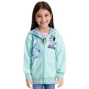 NWT Bluey Girls' Character Full Zip Jacket Blue- Size Small (6/6X)